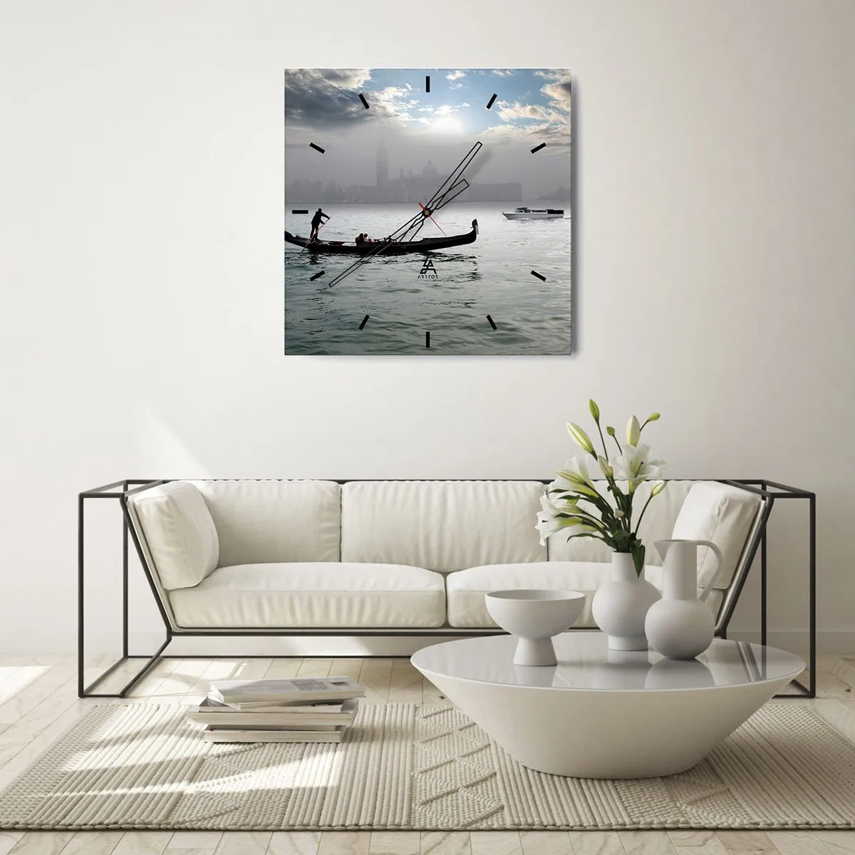 Väggklocka - Klocka på glas - Sagostad ur vatten och dimma - 40x40 cm