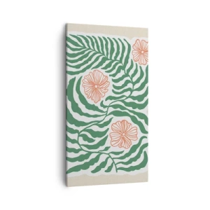 Canvastavla - Bild på duk - Blommande i grönt - 45x80 cm