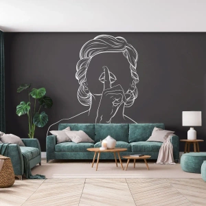 Självhäftande Fototapet Deluxe Sticker - Skönhet blommar i tystnad - Kvinna, Teckning, Linje - 300x210 cm