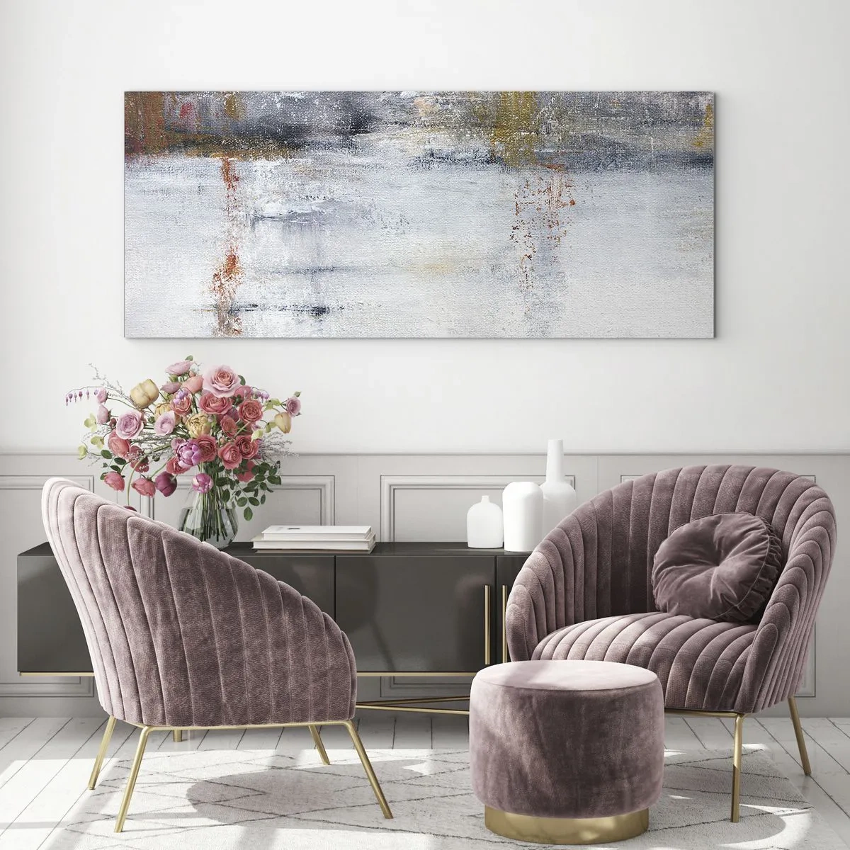 Glastavla - Bild på glas - Bakom luftridån - 100x40 cm