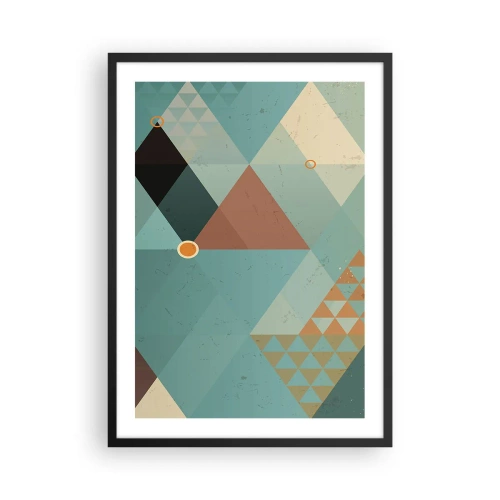 Affisch i svart ram - Geometrisk komposition med trianglar i pastellfärger - 50x70cm - Mångfaldens enighet, enighetens mångfald - Modern väggdekoration för vardagsrum och sovrum ARTTOR