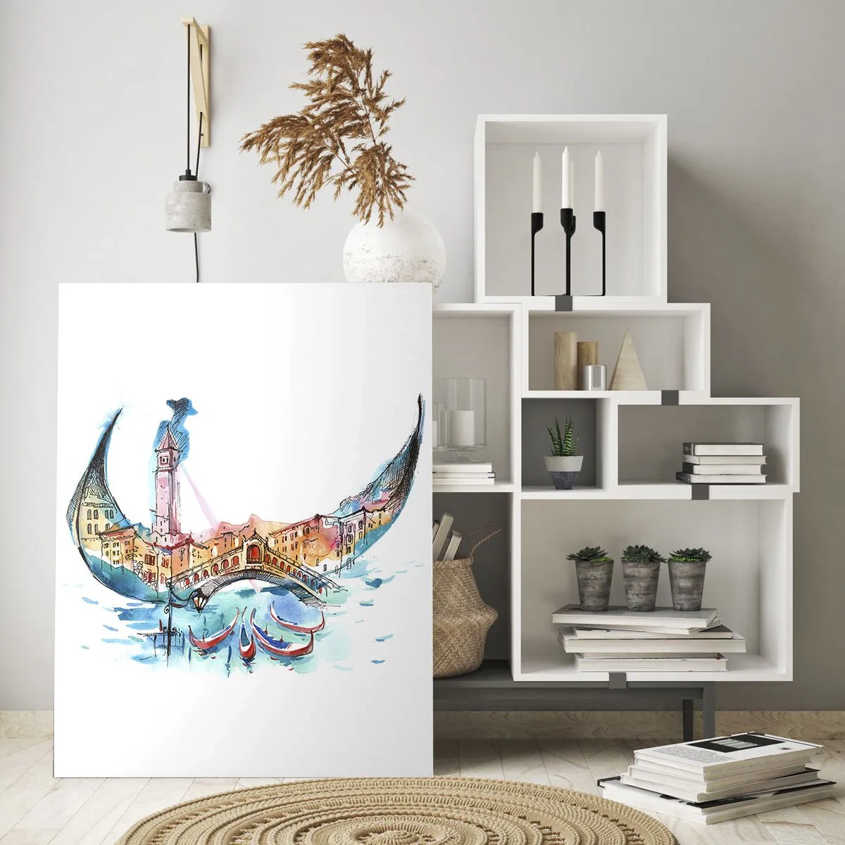 Glastavla - Bild på glas - Vi flyter genom staden - 50x70 cm