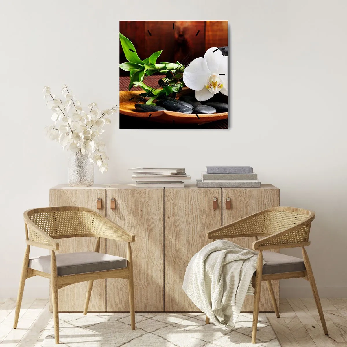 Väggklocka - Klocka på glas - Bli berörd av naturen - 40x40 cm