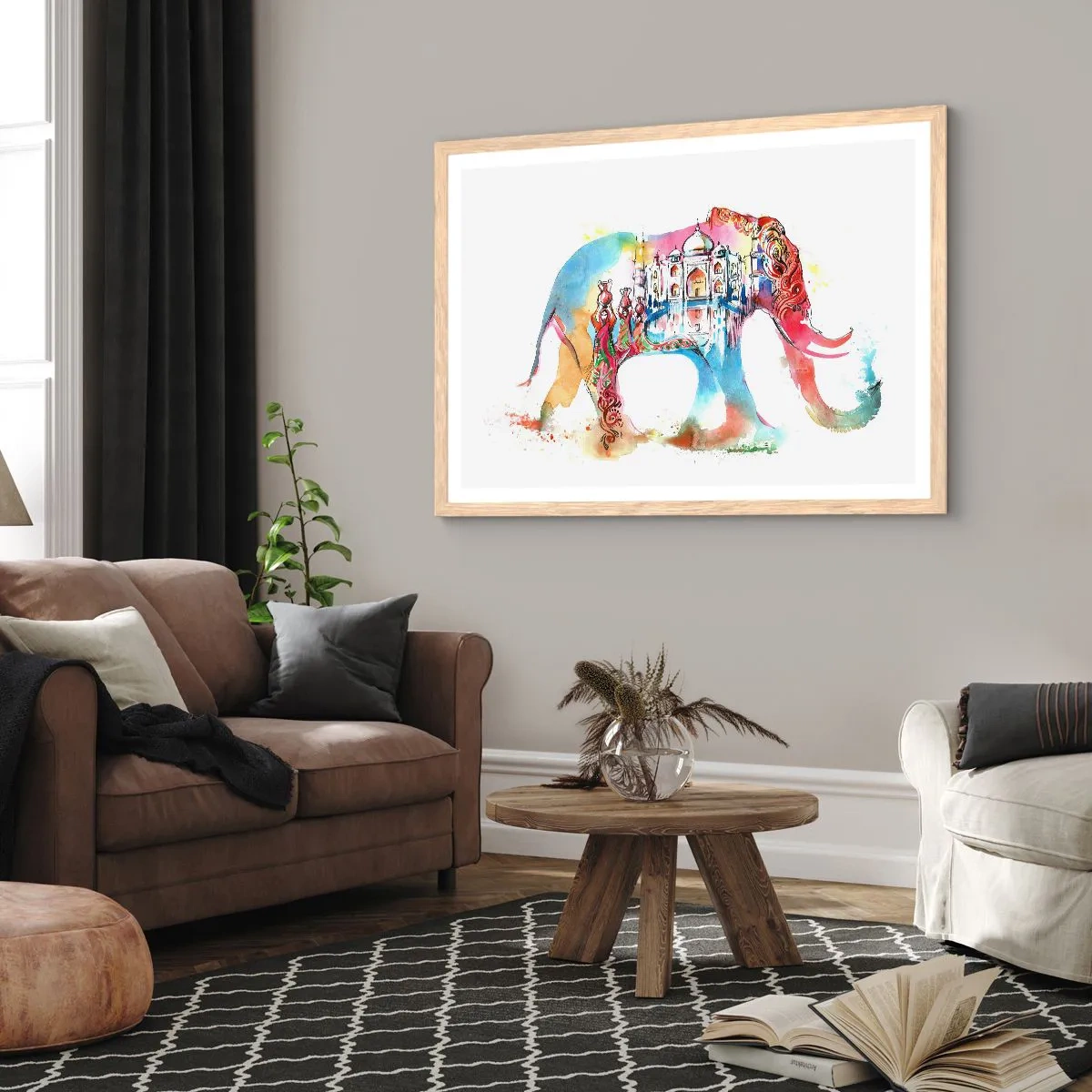 Affisch i ram av ljusek - Indien - kärlekens aura - 70x50 cm