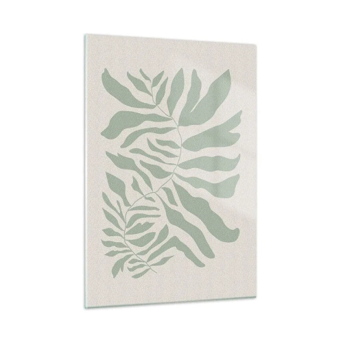 Glastavla - Bild på glas - Smaragdgrön gren - 50x70 cm