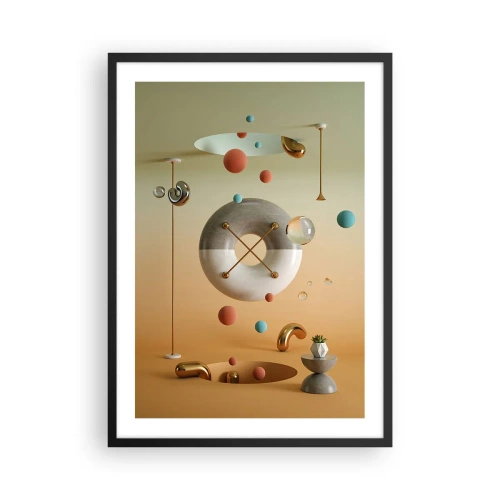 Affisch i svart ram - En abstrakt komposition av geometriska former i varma färger. - 50x70cm - Vad som helst kan hända - Modern väggdekoration för vardagsrum och sovrum ARTTOR