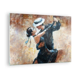 Glastavla - Bild på glas - Ett par som dansar i elegant stil med klassisk känsla - 70x50cm - A la Rudolf Valentino - Modern väggdekoration för vardagsrum och sovrum ARTTOR