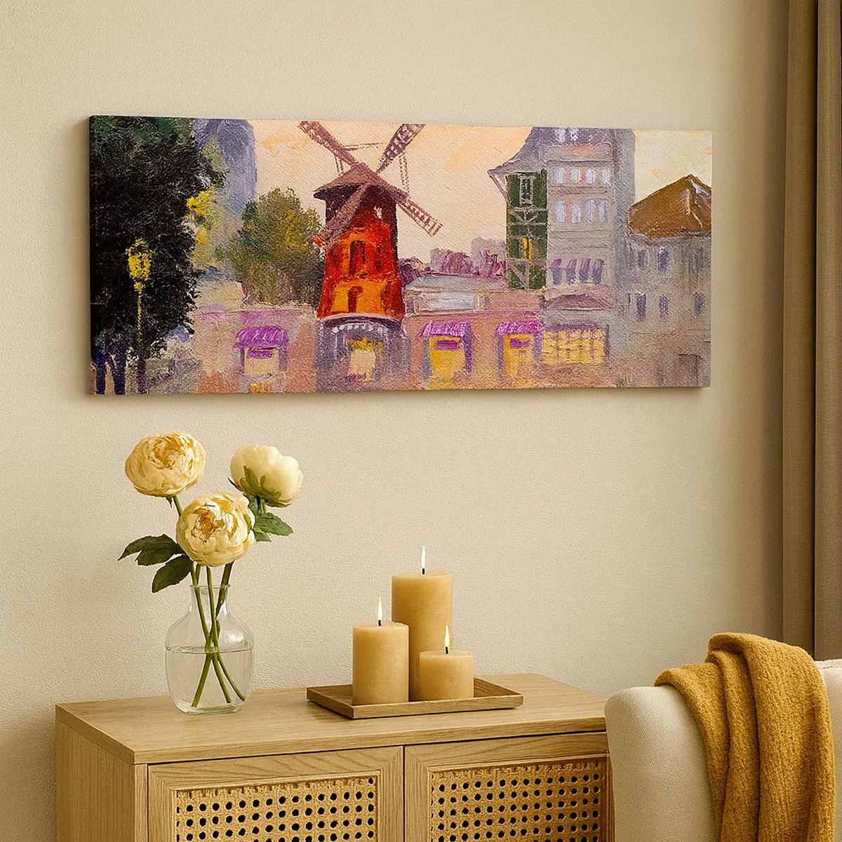 Canvastavla - Bild på duk - Ikoner av Paris – Moulin Rouge - 100x40 cm