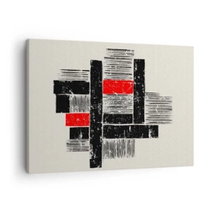 Canvastavla - Bild på duk - Abstrakt geometrisk komposition i svart och rött - 70x50cm - Rött och svart - Modern väggdekoration för vardagsrum och sovrum ARTTOR
