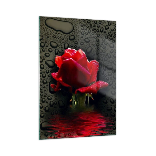Glastavla - Bild på glas - Röd och svart - 50x70 cm