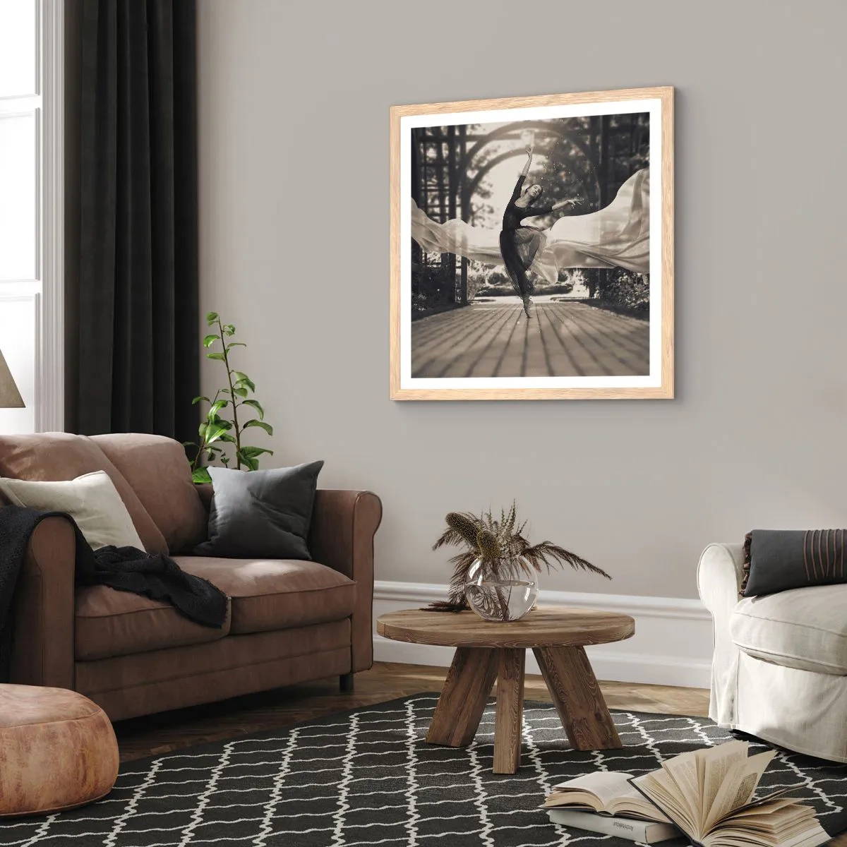 Affisch i ram av ljusek - Trädgårdsandens dans - 30x30 cm