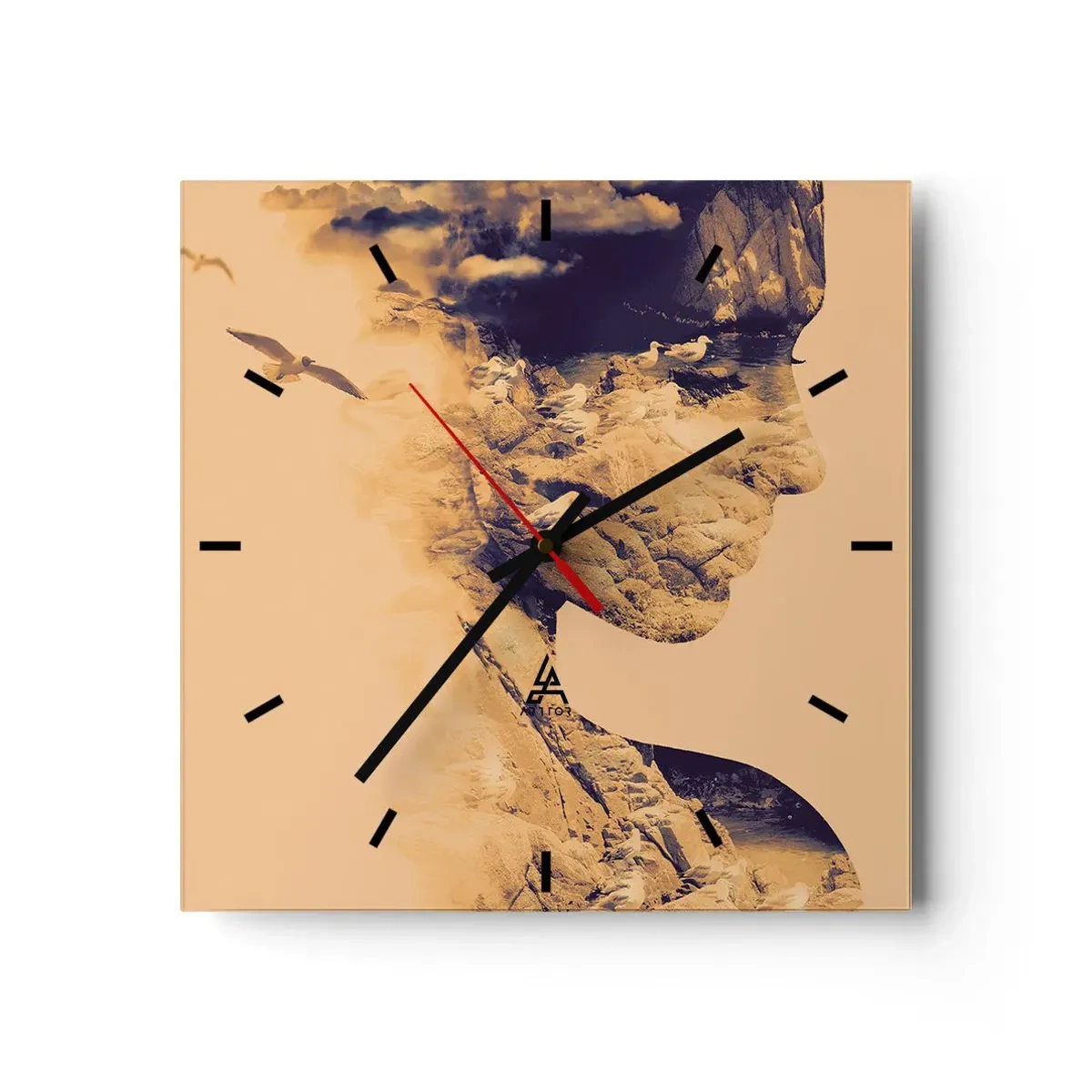 Väggklocka - Klocka på glas - Skön av naturen - 30x30 cm