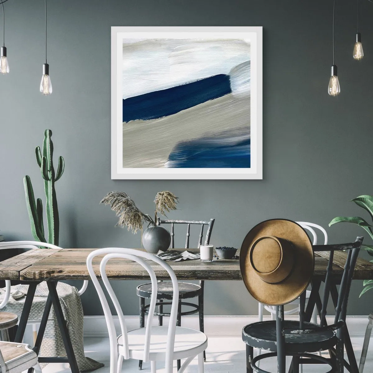 Affisch i vit ram - Möte med vitt - 40x40 cm