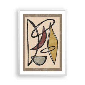 Affisch i vit ram - Komposition - bågar och ovaler - 50x70 cm