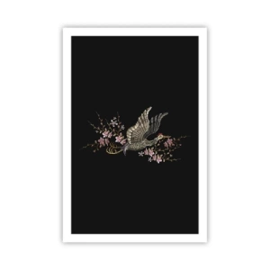 Affisch - Exotisk, broderad fågel - 61x91 cm