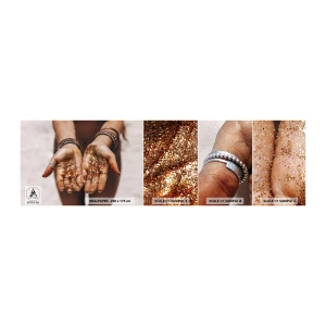 Provbit av självhäftande fototapet Deluxe Sticker - Gåva för dig - Kvinnors händer, Boho, Guld - 100x30 cm