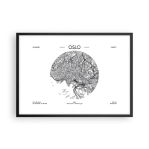 Affisch i svart ram - Oslos anatomi - 70x50 cm