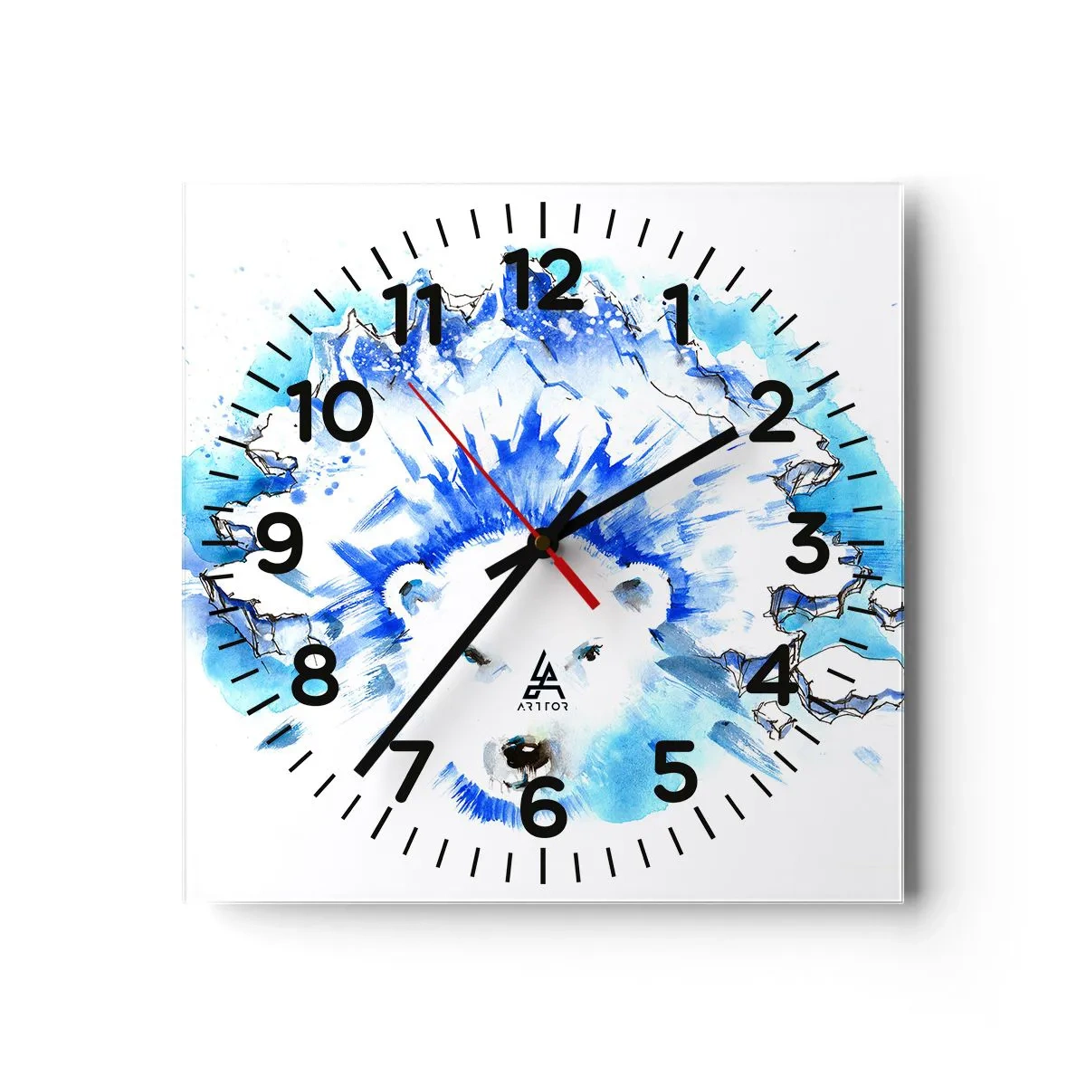 Väggklocka - Klocka på glas - Arktis kung i iskrona - 30x30 cm
