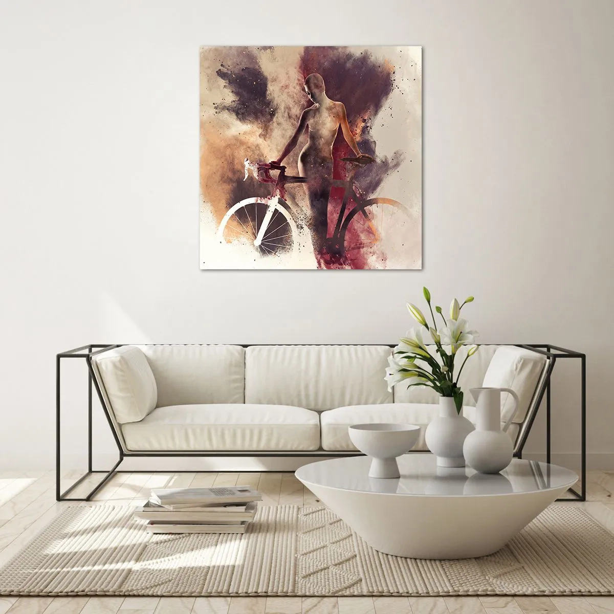 Glastavla - Bild på glas - Cyklelsjäl i marmorform - 60x60 cm