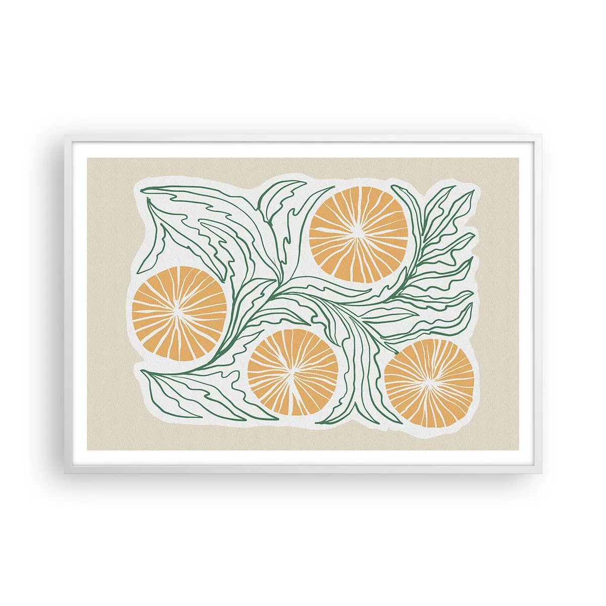 Affisch i vit ram - Etniskt med en touch av abstraktion - 100x70 cm