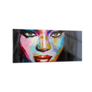 Glastavla - Bild på glas - Kan inte ta ögonen från henne - 120x50 cm