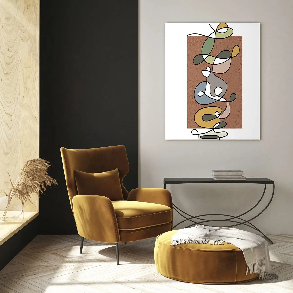 Glastavla - Bild på glas - En abstraktion värd att le åt - 80x120 cm