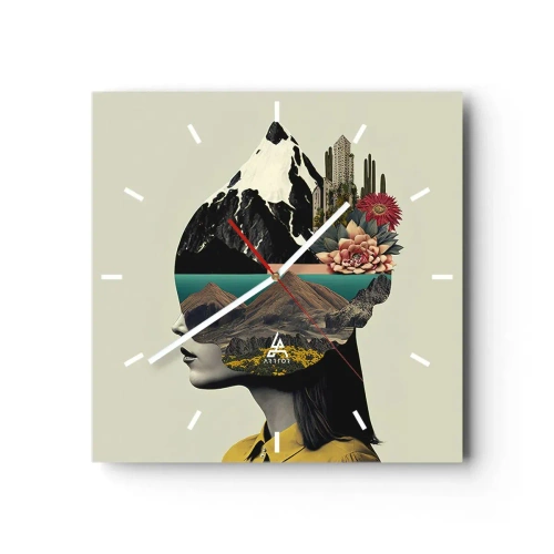 Väggklocka - Klocka på glas - Kvinnan - alltid ett mysterium - 30x30 cm