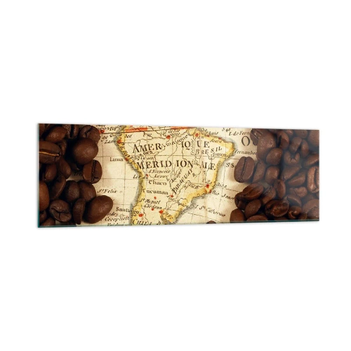 Glastavla - Bild på glas - Varifrån kommer det bästa kaffet? - 160x50 cm
