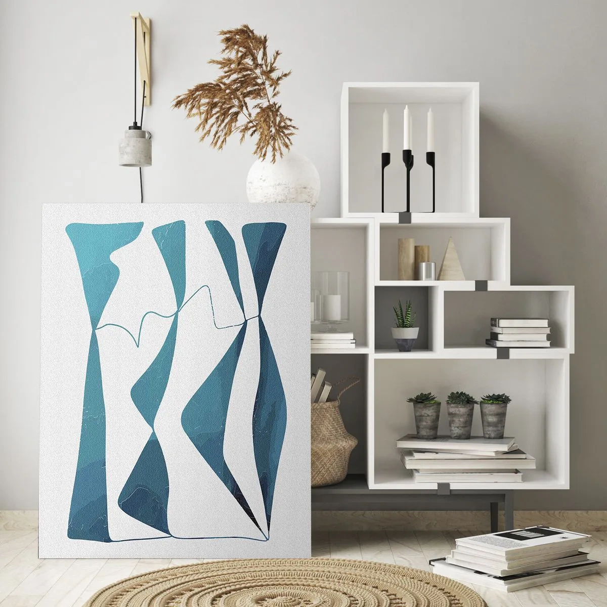 Glastavla - Bild på glas - Abstraktion: en turkos förening - 80x120 cm