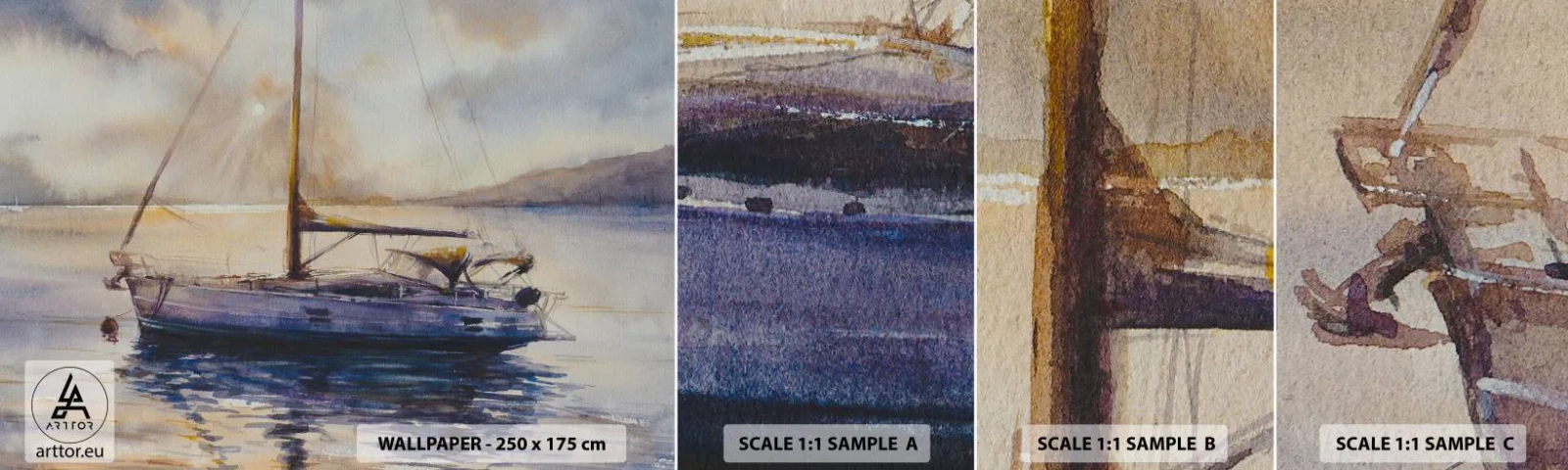 Fototapet Prov Standard Eco - Kväll i viken - Segelbåt, Fiske, Seaside - 100x30 cm