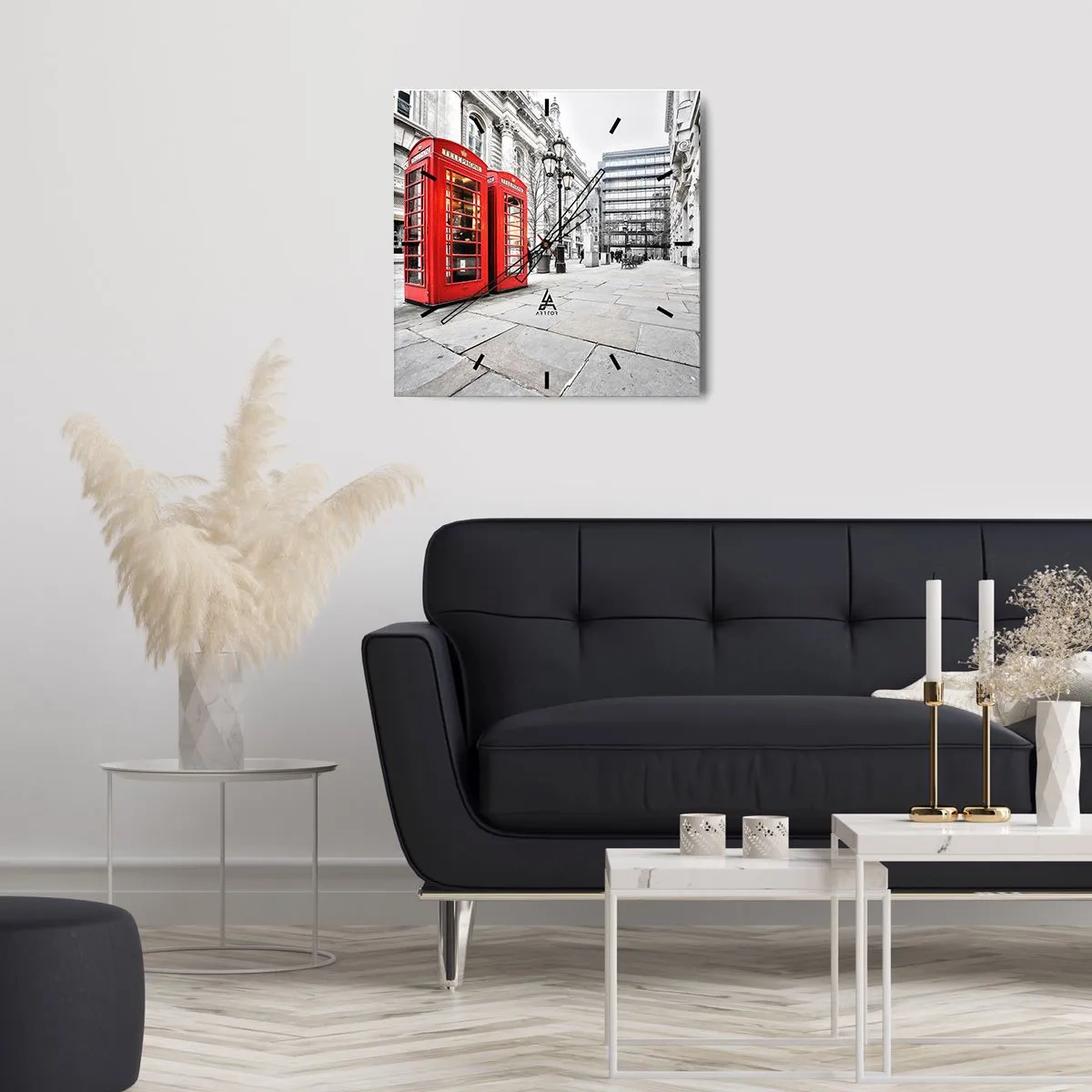 Väggklocka - Klocka på glas - Welcome to London - 40x40 cm