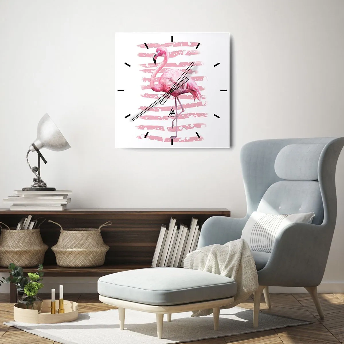 Väggklocka - Klocka på glas - Med värdighet trots i rosa färg - 30x30 cm
