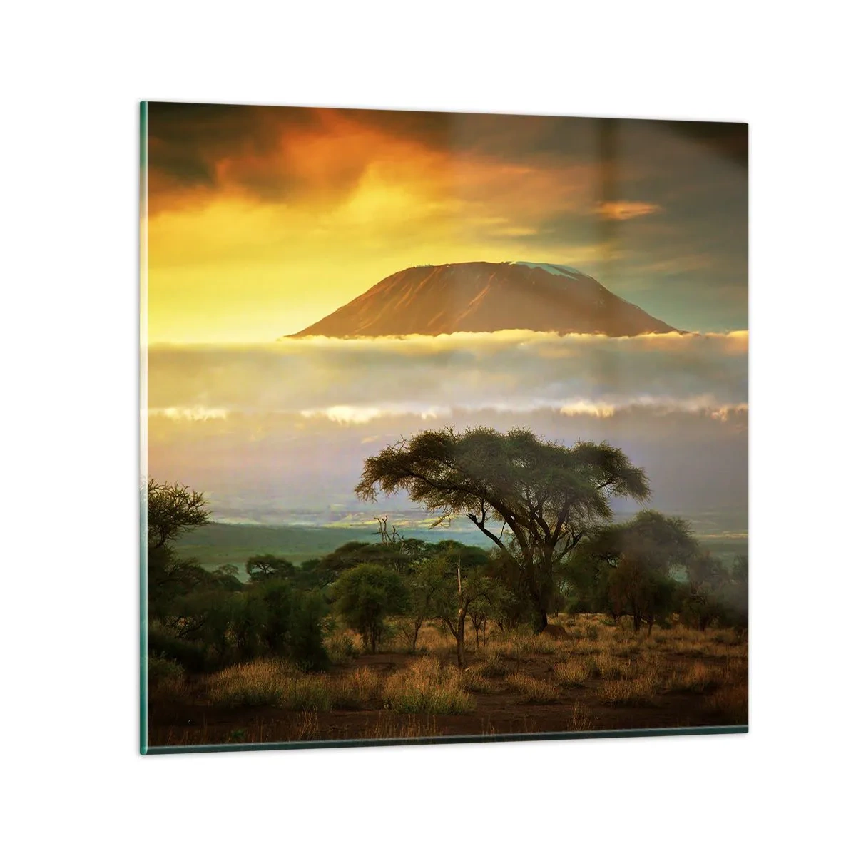 Glastavla - Bild på glas - Resenärens dröm - 70x70 cm