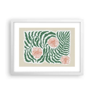 Affisch i vit ram - Blommande i grönt - 40x30 cm