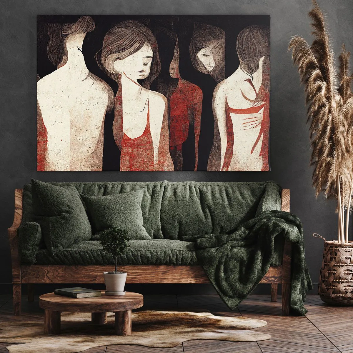 Canvastavla - Bild på duk - Konstnärliga figurer i en abstrakt komposition - 70x50cm - Madonnor av mörker - Modern väggdekoration för vardagsrum och sovrum ARTTOR