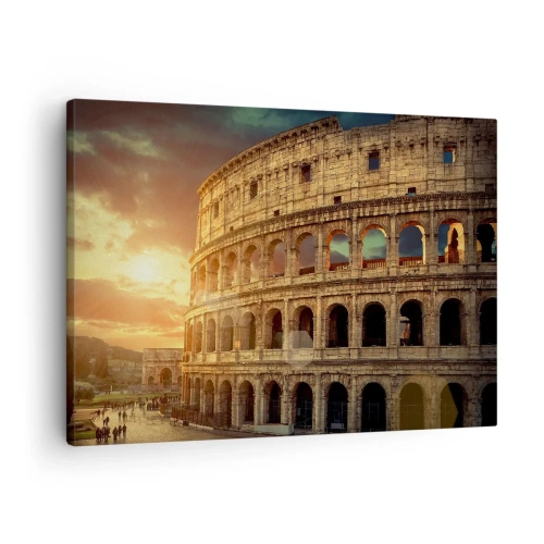 Canvastavla - Bild på duk - Colosseum i Rom vid solnedgången - 70x50cm - Kolossalt intryck - Modern väggdekoration för vardagsrum och sovrum ARTTOR