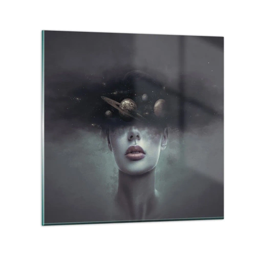 Glastavla - Bild på glas - Och planeterna blir galna... - 70x70 cm