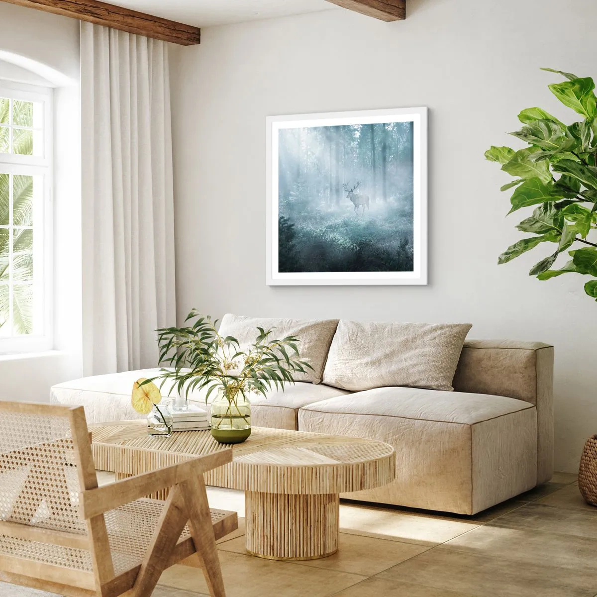 Affisch i vit ram - Morgonrond runt godset - 40x40 cm