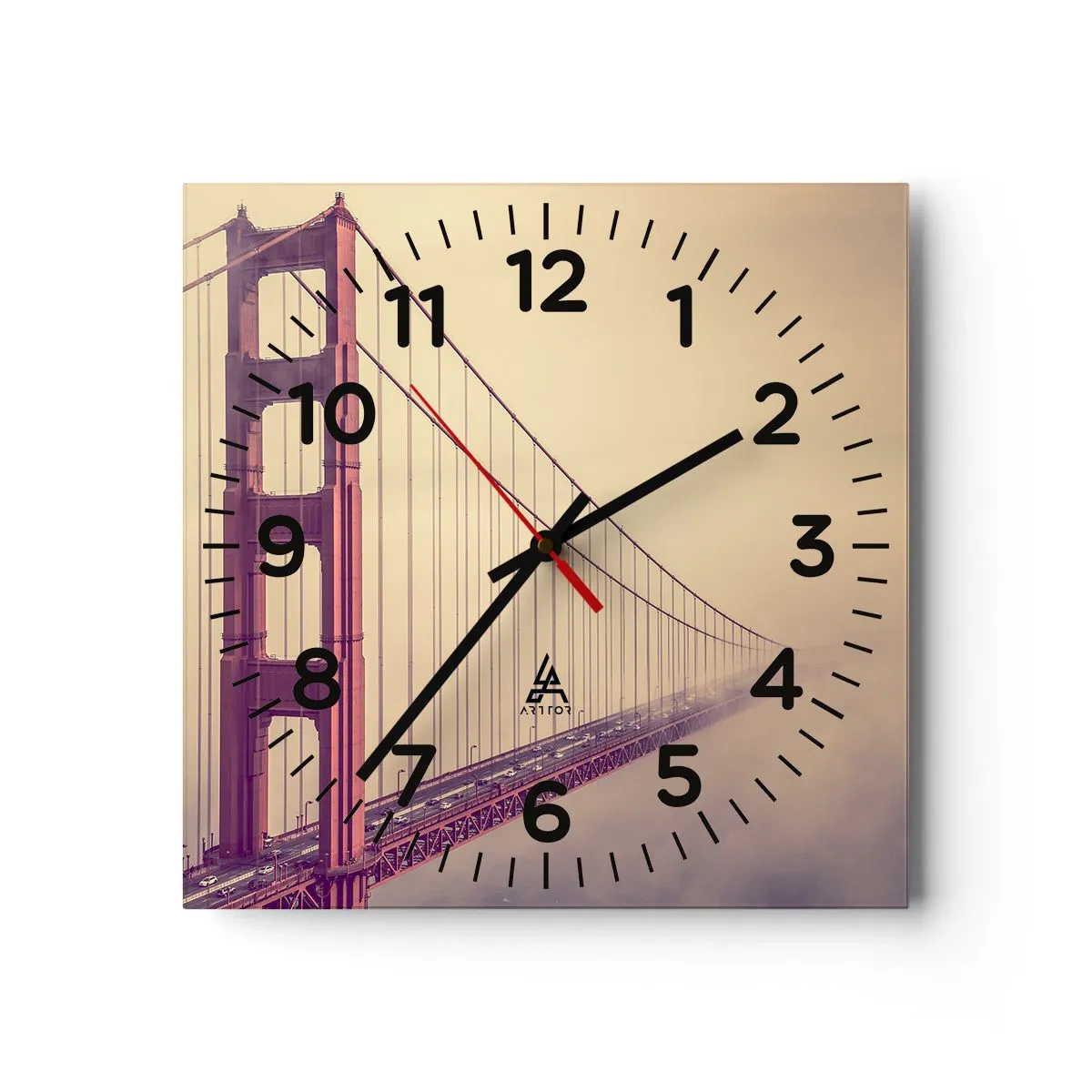 Väggklocka - Klocka på glas - Mellan himlen och jorden - 40x40 cm