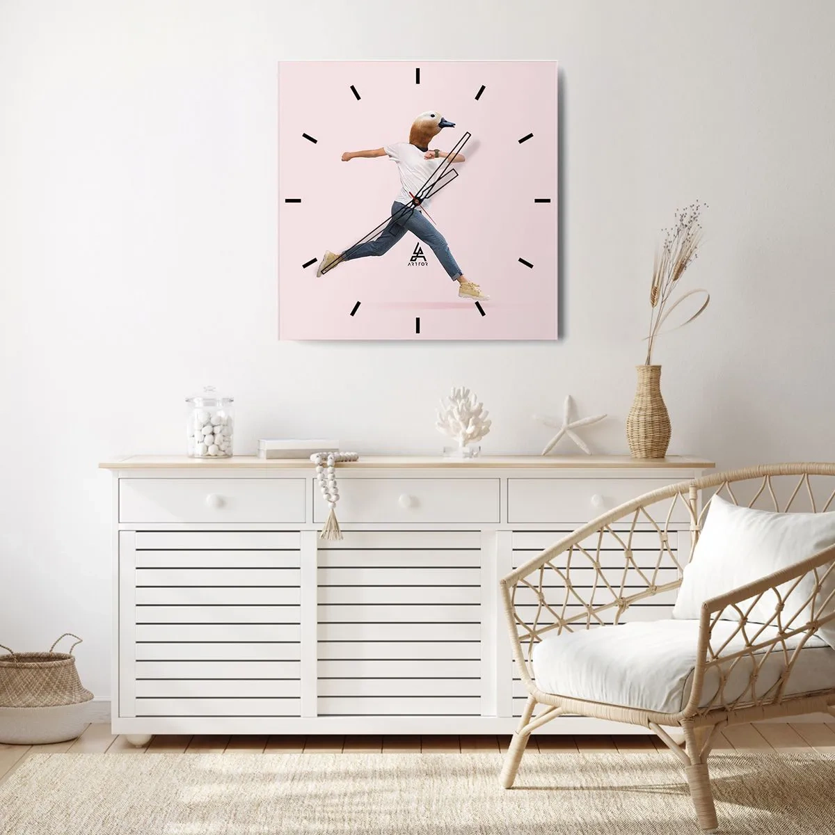 Väggklocka - Klocka på glas - En nypa absurd - 40x40 cm