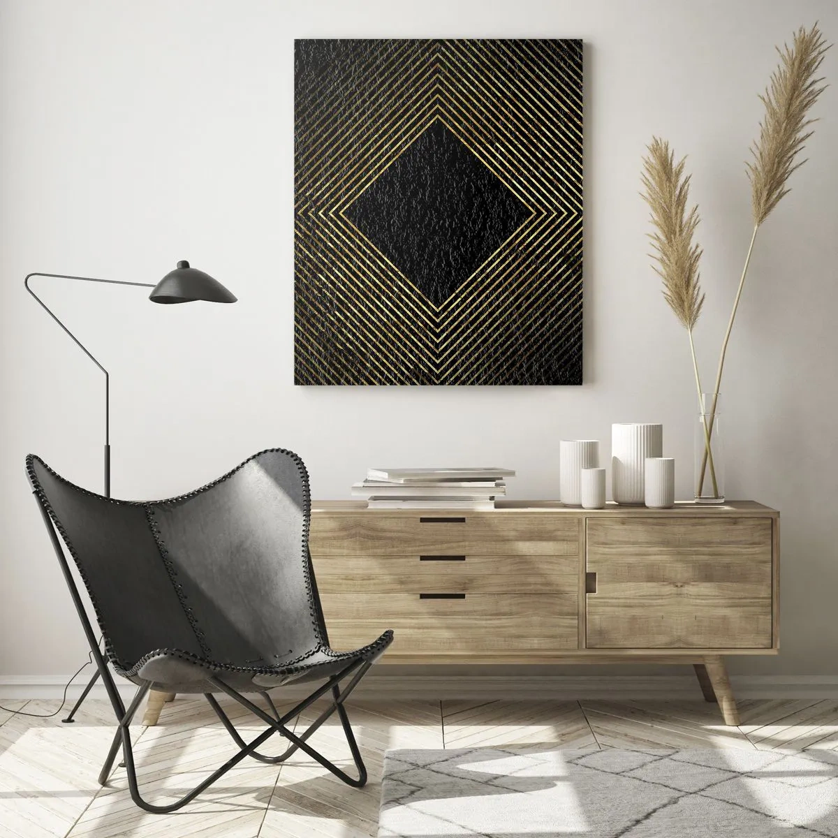 Glastavla - Bild på glas - Geometri i glamourstil - 70x100 cm