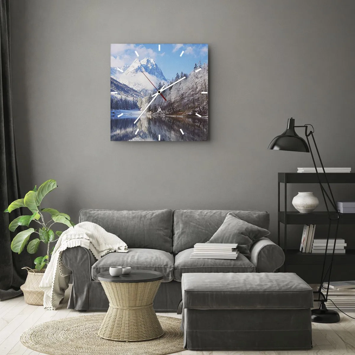 Väggklocka - Klocka på glas - Snövakt - 40x40 cm