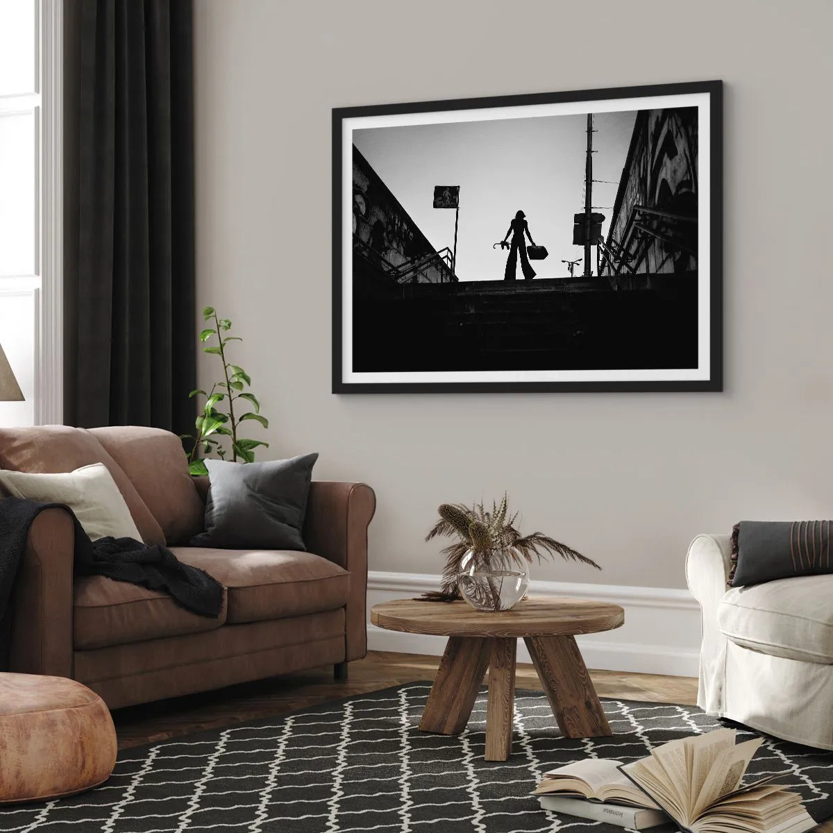 Affisch i svart ram - Stadsvandring - 100x70 cm