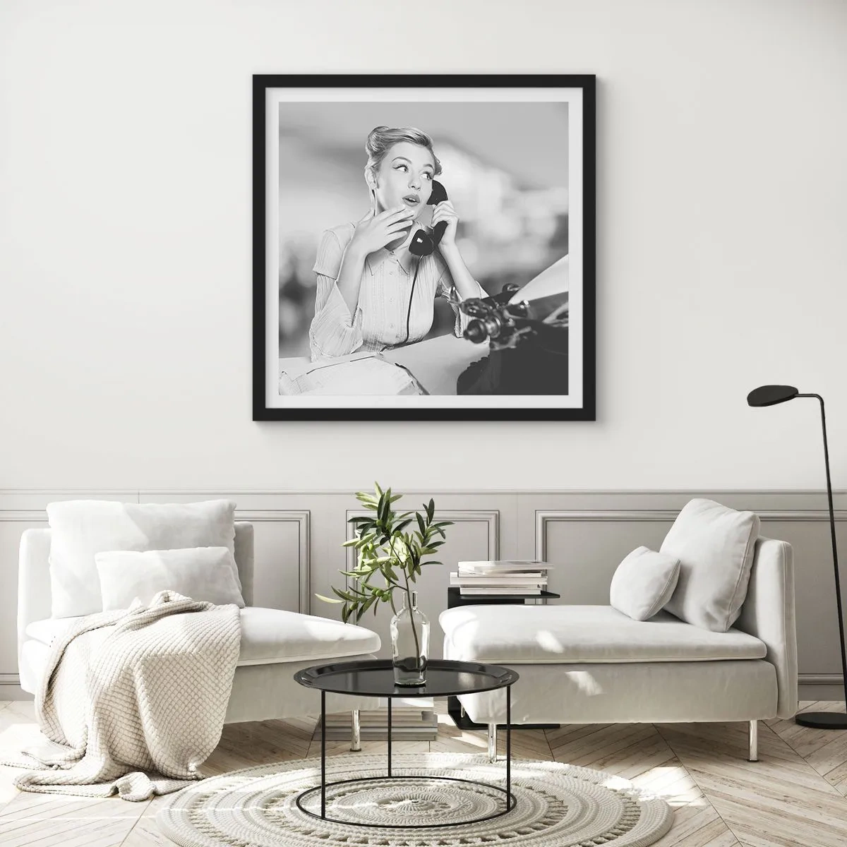 Affisch i svart ram - Hallå, tillbaka till 50-talet. - 50x50 cm