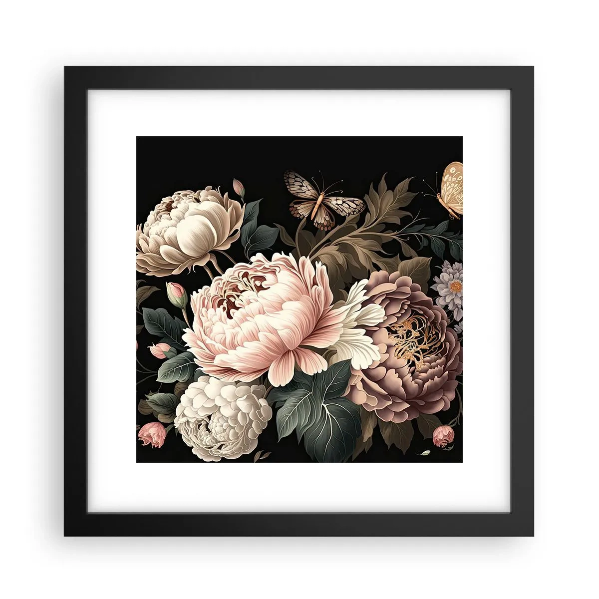 Affisch i svart ram - I barockstil - 30x30 cm