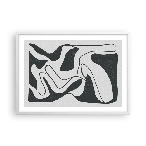 Affisch i vit ram - Abstrakt lek i en labyrint - 70x50 cm