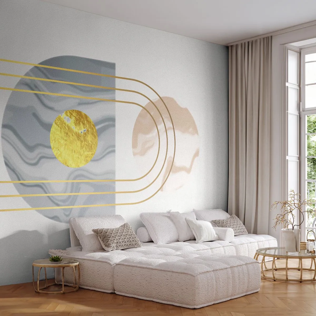 Fototapet Premium Sand - Ljushet och sken - Abstraktion, Bit, Grafik - 100x70 cm
