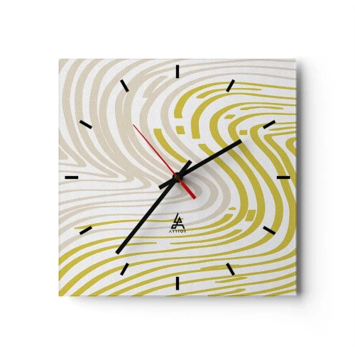 Väggklocka - Klocka på glas - Komposition med en mjuk böjning - 30x30 cm