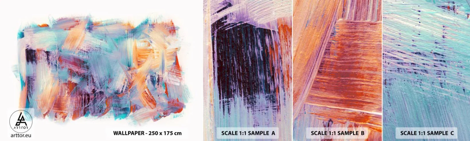 Fototapet Prov Standard Eco - Färgglad röra - Minimalistisk, Pastell, Bit - 100x30 cm