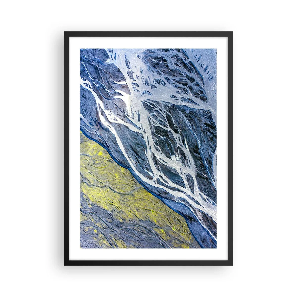 Affisch i svart ram - En abstrakt komposition som liknar floder och stenar. - 50x70cm - Naturens grottmålningar - Modern väggdekoration för vardagsrum och sovrum ARTTOR